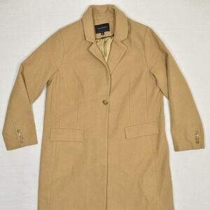 Banana Republic Women One Button Overcoat Jacket Wool Brown Size XL Solid